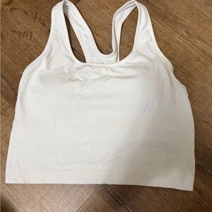 White Ribbed Women's Sports Bra/Cropped Top